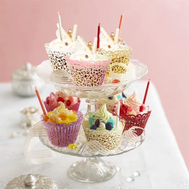 25pcs Laser Cut Cupcake Wrappers Wedding Party Baking Decorations in 8 Colours - Light Purple