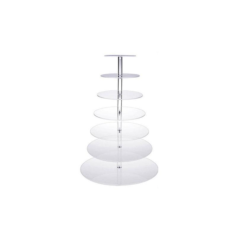 Acrylic Cupcake Tower 3 4 5 6 7 Tier Clear Cake Stand for Wedding Party - 6 Tiers