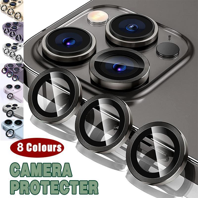 For iPhone 14/14 Plus Metal Camera Lens Glass Screen Protector - Black