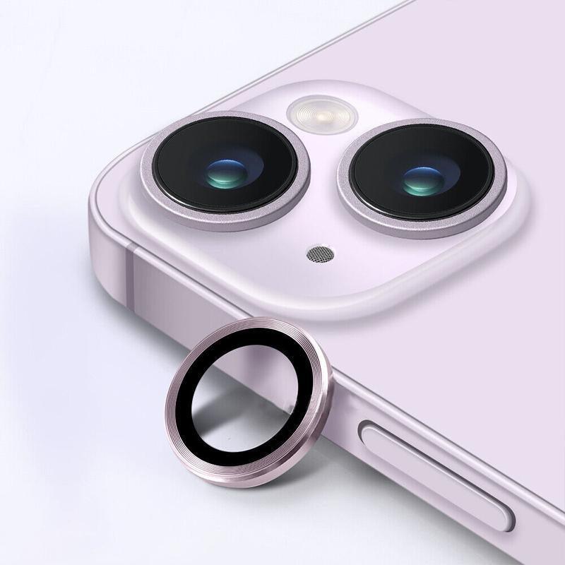 For iPhone 14/14 Plus Metal Camera Lens Glass Screen Protector - Gold