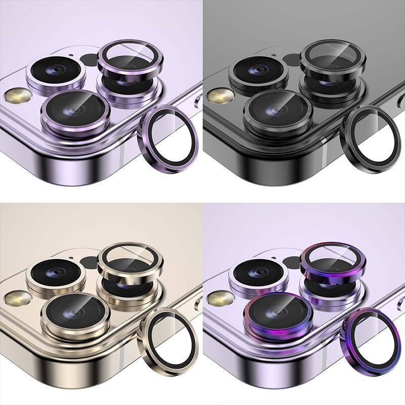 For iPhone 14/14 Plus Metal Camera Lens Glass Screen Protector - Light Puple