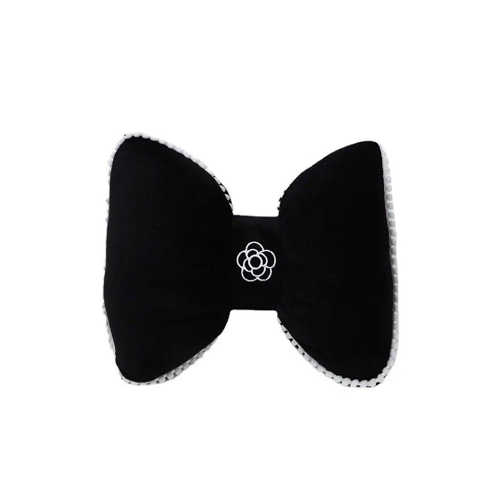 Black Bowknot Neck Pillow Plush Bow Tie Soft Plush Car Headrest Waist Support - Waist
