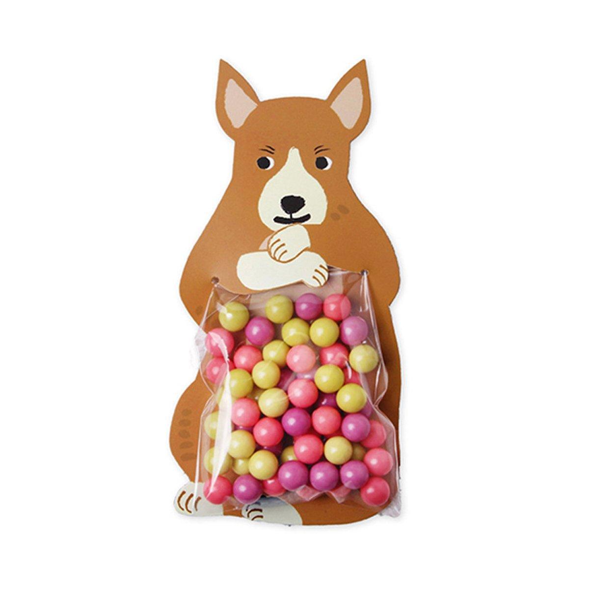 100pcs Cute 3D Cartoon Animal Candy Bags for Party Favors Birthday Gift Wrapping - Gray Fox