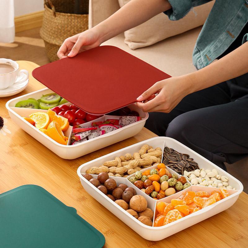 Plastic Fruit Plate Candy Box Dried Fruit Storage Box Snacks Nuts Tray Holder - Green