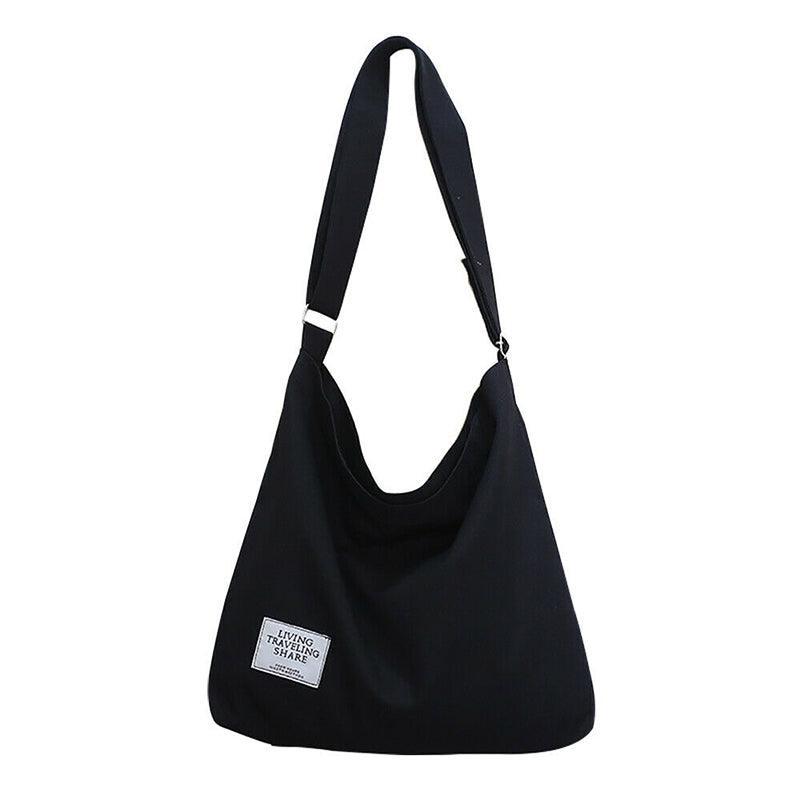 Womens Large Canvas Handbag Ladies Travel Messenger Shoulder Bag Hobo Tote Purse - Light Grey