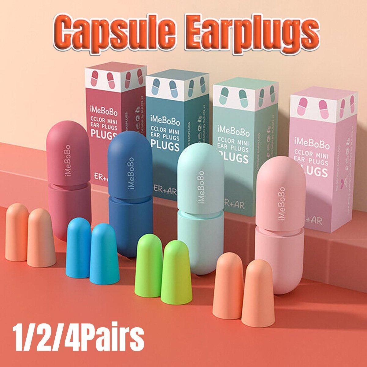 1/2/4 Pairs Soundproof Capsule Earplugs Noise Reduction Ear Plugs for Sleeping - 4pairs-Green