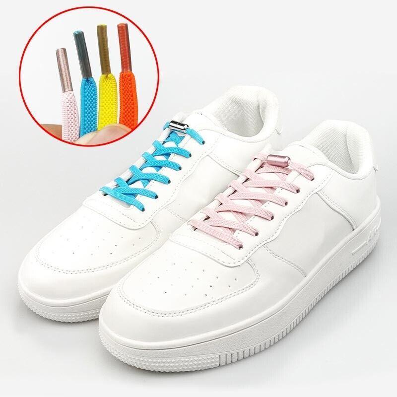 No Tie Locked Elastic Shoelace Shoe Lace Lazy Laces Sports Sneakers - Light Blue