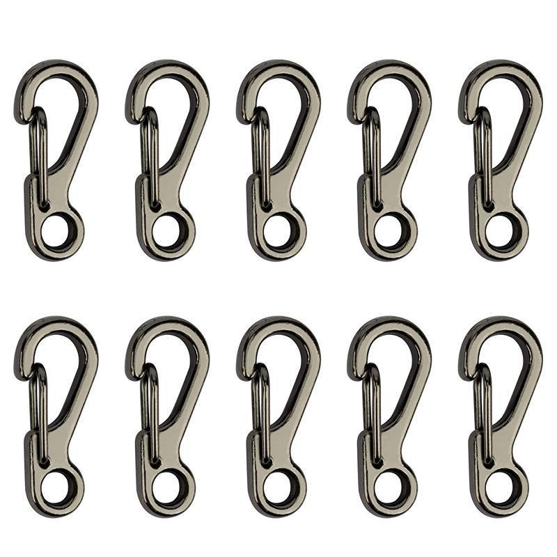 10X Mini Alloy Carabiner Keychain Durable Snap Spring Clip Hook - Gun Grey