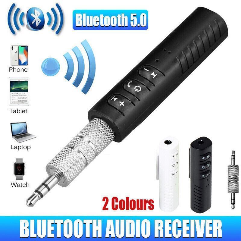 Bluetooth 5.0 Audio Receiver Wireless 3.5mm AUX Music Adapter for Car Home Stereo - Black