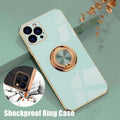 Light Cyan Luxury Shockproof Silicone Ring Case Stand Cover for iPhone 14 13 12 Pro Max - iPhone 13 Mini
