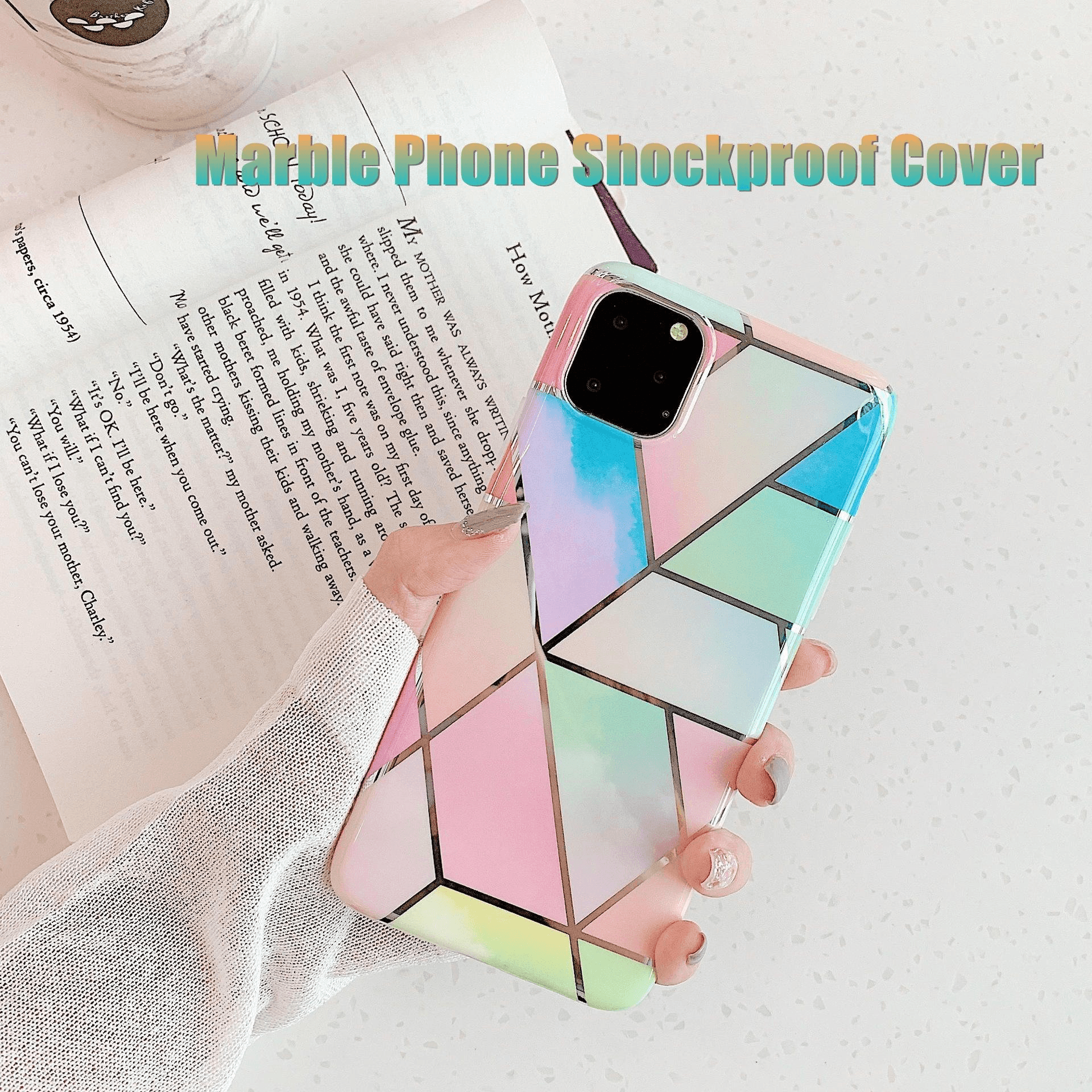 Rainbow Case for iPhone 14 13 12 11 Pro Max XR XS Marble Phone Shockproof Cover Silicone - For iphone 12 Pro Max