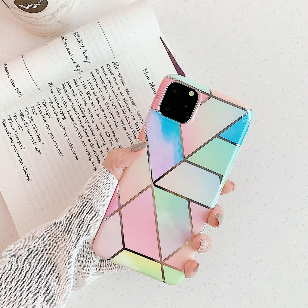 Rainbow Case for iPhone 14 13 12 11 Pro Max XR XS Marble Phone Shockproof Cover Silicone - For iphone 12 Pro Max