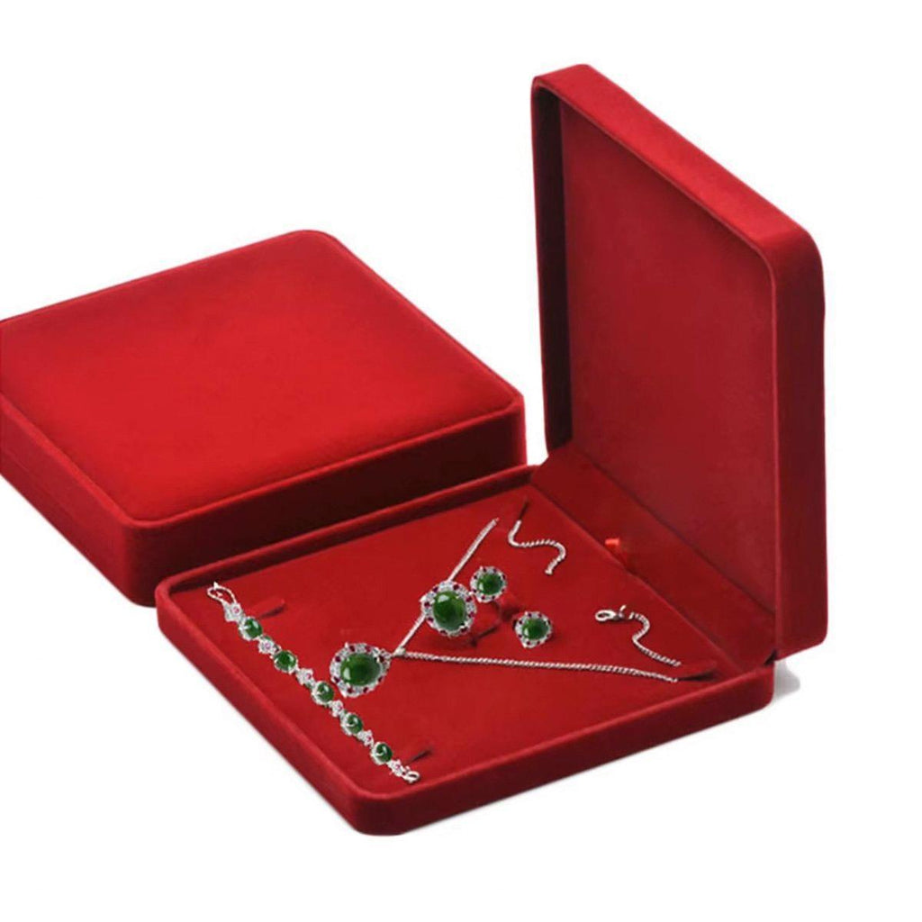 Flannel Jewelry Gift Box Necklace Ring Earring Bracelet Storage Display Case - Blue