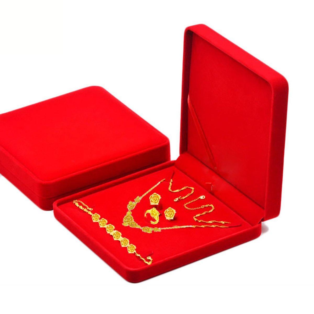 Flannel Jewelry Gift Box Necklace Ring Earring Bracelet Storage Display Case - Coffee