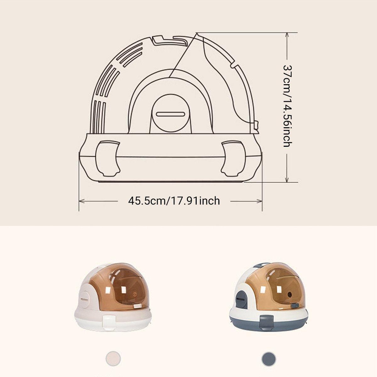 Portable Cat Carrier Space Capsule Large Capacity Aviation Travel Kitty Basket - Grey