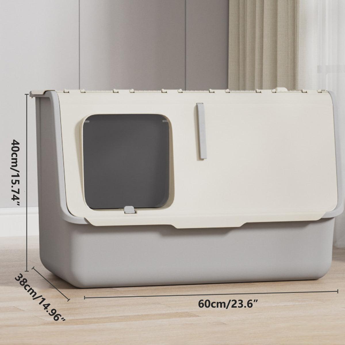 Large Fully Enclosed Cat Litter Box with Lid Odor Control Litter Pan for Cats - Yellow