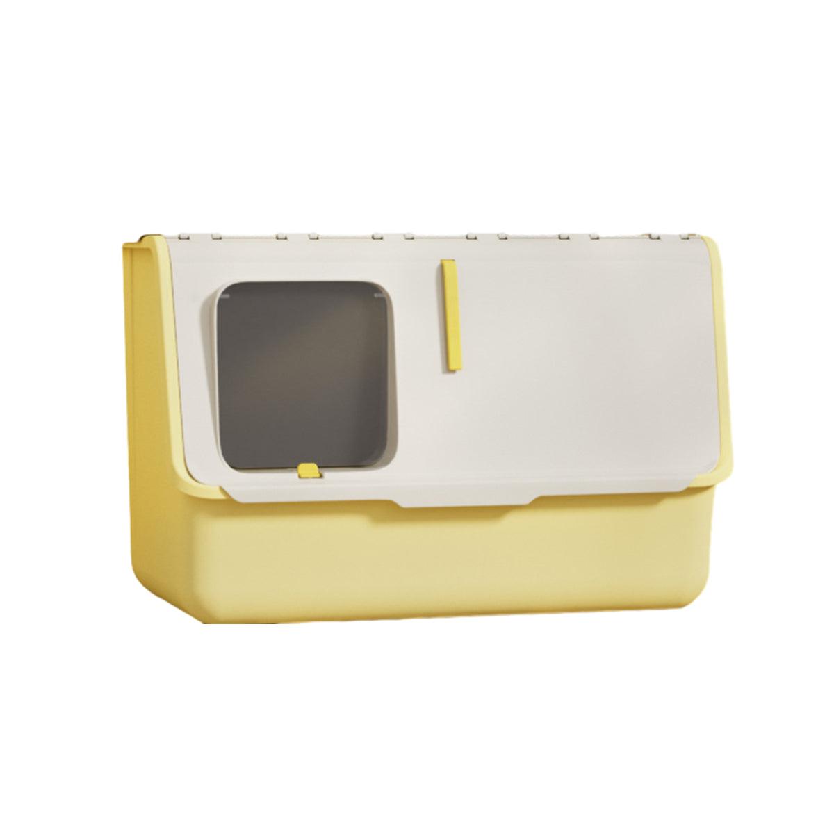 Large Fully Enclosed Cat Litter Box with Lid Odor Control Litter Pan for Cats - Yellow