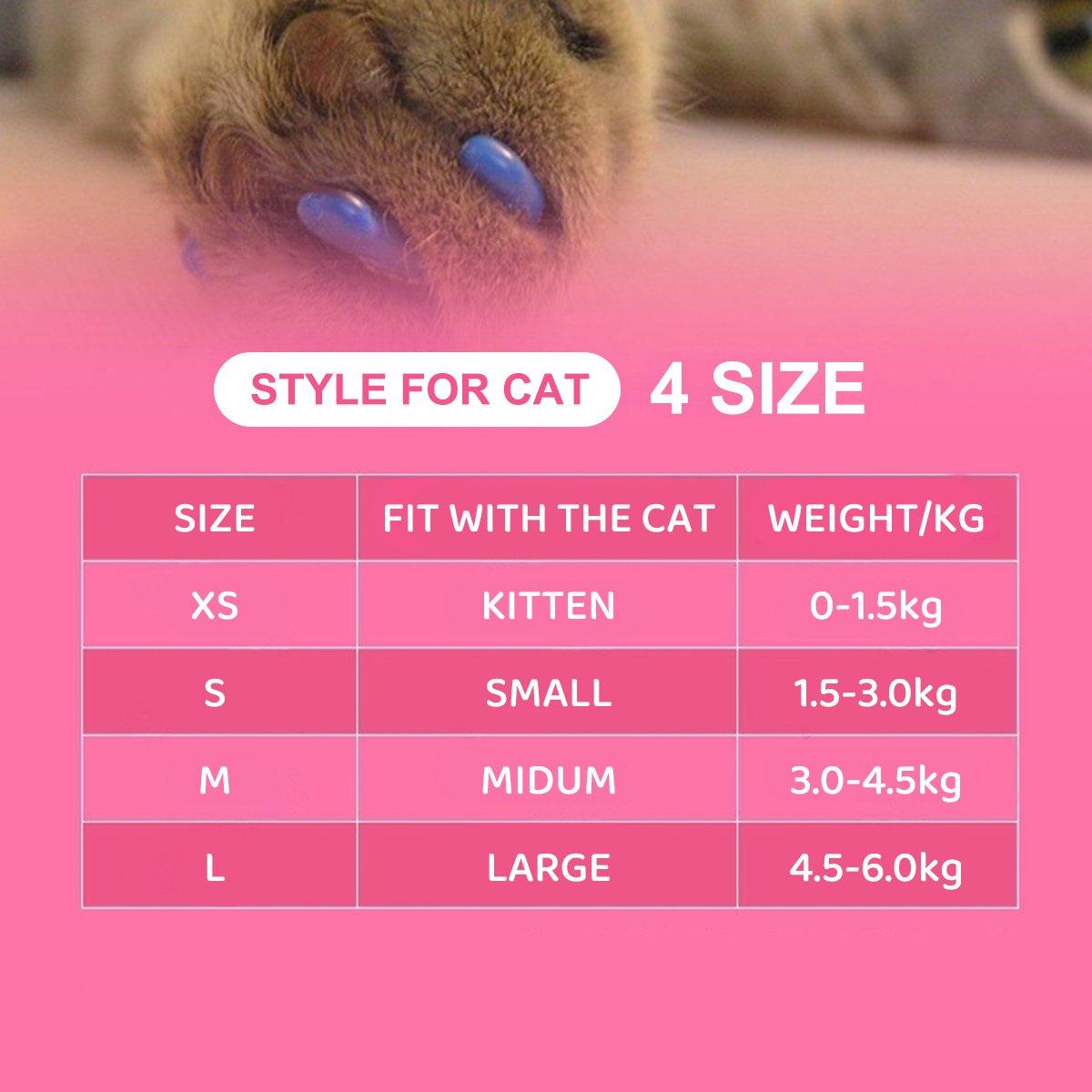100PCS Anti Scratch Paw Covers for Cats and Kittens Nail Protector Soft Paw - Flat-XS
