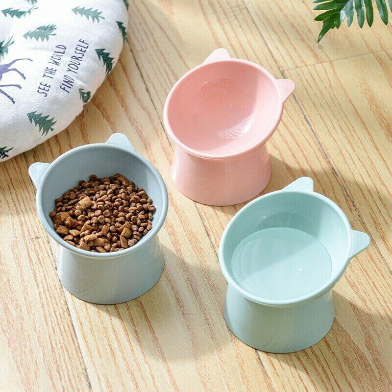 Elevated Pet Bowl Cat Dog Feeder Food Water High-Foot Anti Vomiting Tilted Bowl - Pink