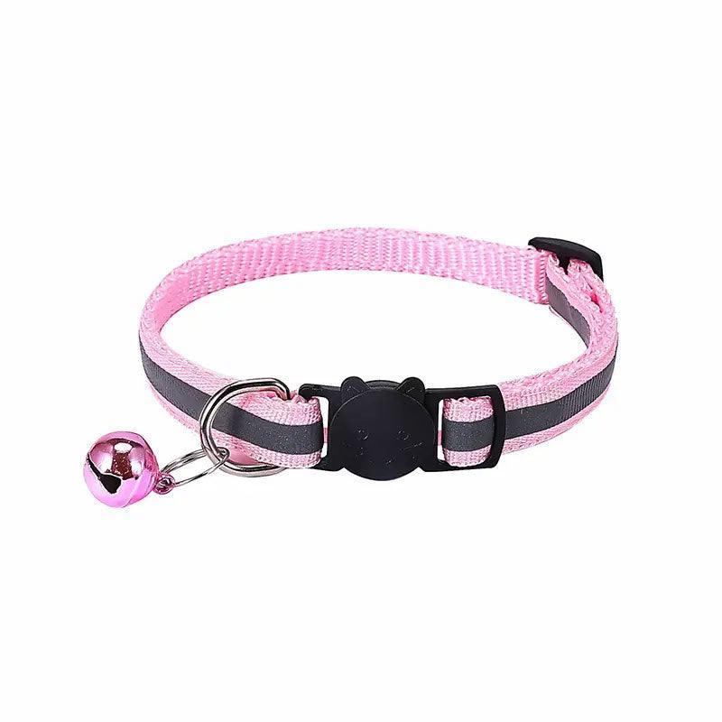 Reflective Cat Collar with Breakaway Buckle and Bell Adjustable for Small Pet Use - Black