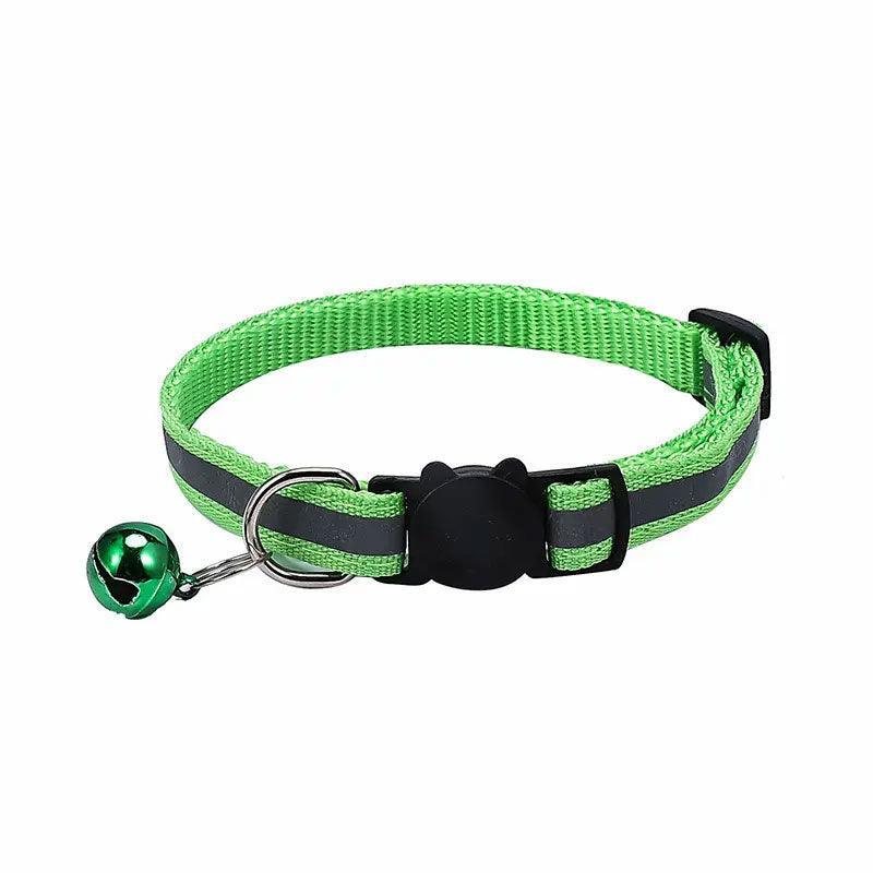 Reflective Cat Collar with Breakaway Buckle and Bell Adjustable for Small Pet Use - Rose Red