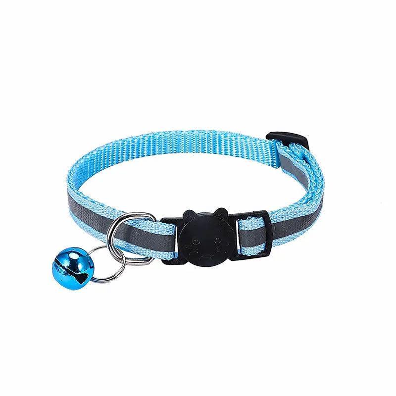 Reflective Cat Collar with Breakaway Buckle and Bell Adjustable for Small Pet Use - Rose Red