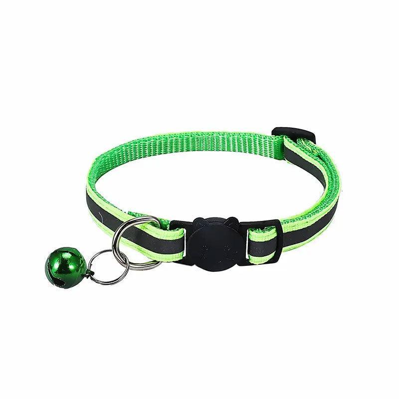 Reflective Cat Collar with Breakaway Buckle and Bell Adjustable for Small Pet Use - Yellow