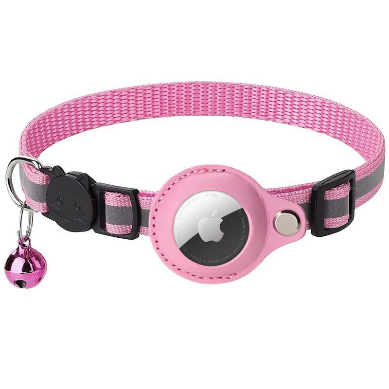 Reflective Pet Collar with Holder for AirTag Tracker – Anti-Lost Cat Dog Tag - Orange