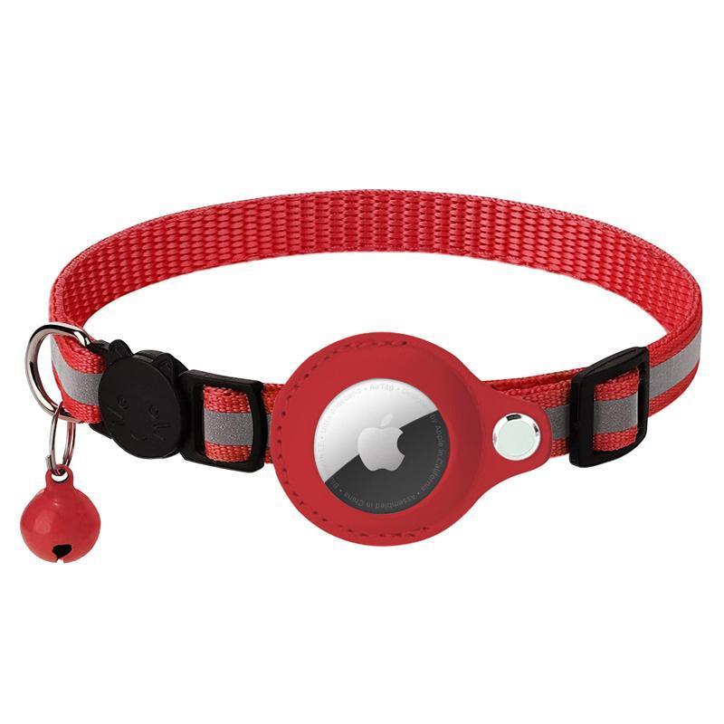 Reflective Pet Collar with Holder for AirTag Tracker – Anti-Lost Cat Dog Tag - Pink