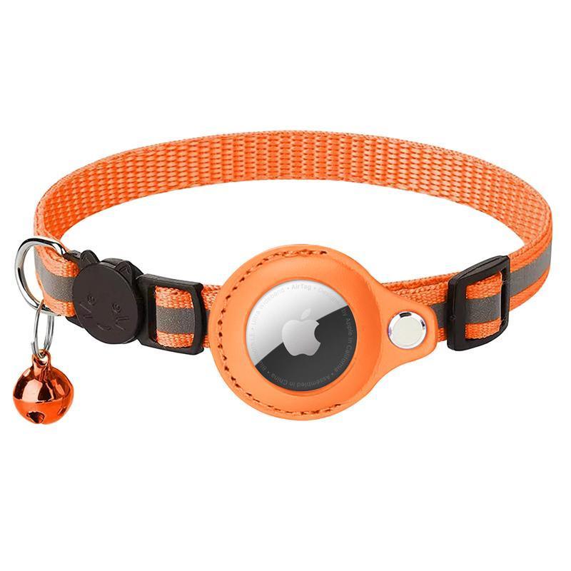 Reflective Pet Collar with Holder for AirTag Tracker – Anti-Lost Cat Dog Tag - Pink