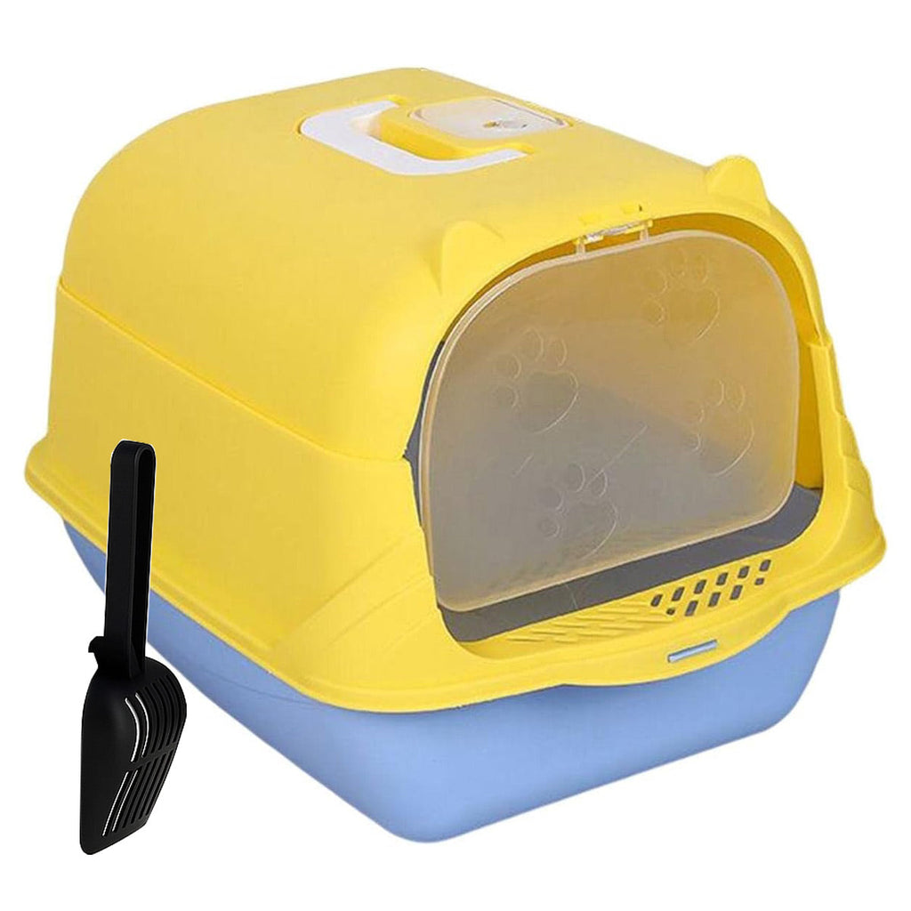Enclosed Cat Litter Box Lid Scoop Splash Proof Lift Top Removable Toilet Tray - Purple