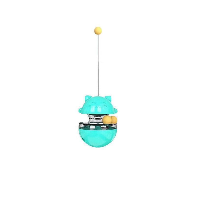 Cat Treat Dispenser Toy Ball Kitten Selfplay Interactive Tumbler Multifunction - Green