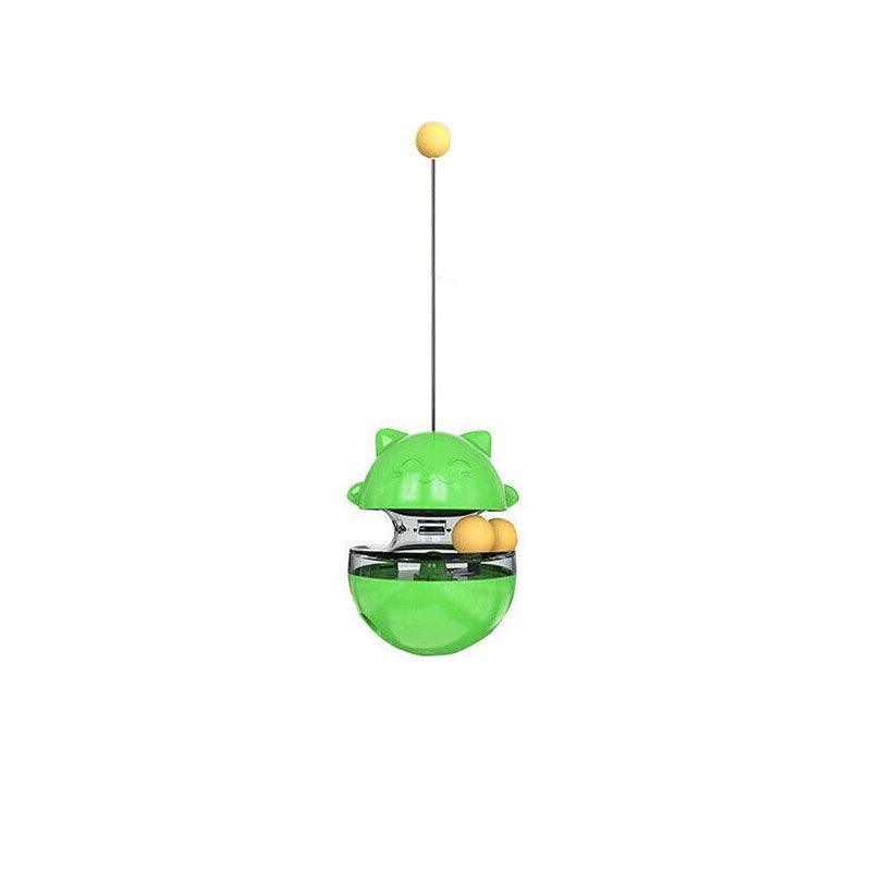 Cat Treat Dispenser Toy Ball Kitten Selfplay Interactive Tumbler Multifunction - Green