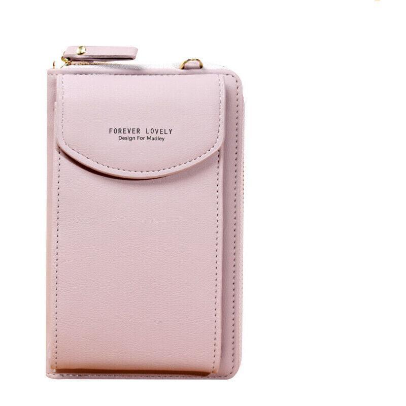Women Pouch Bag Mobile Phone Bag Pu Leather Crossbody Purse Wallet Shoulder Bag - Black