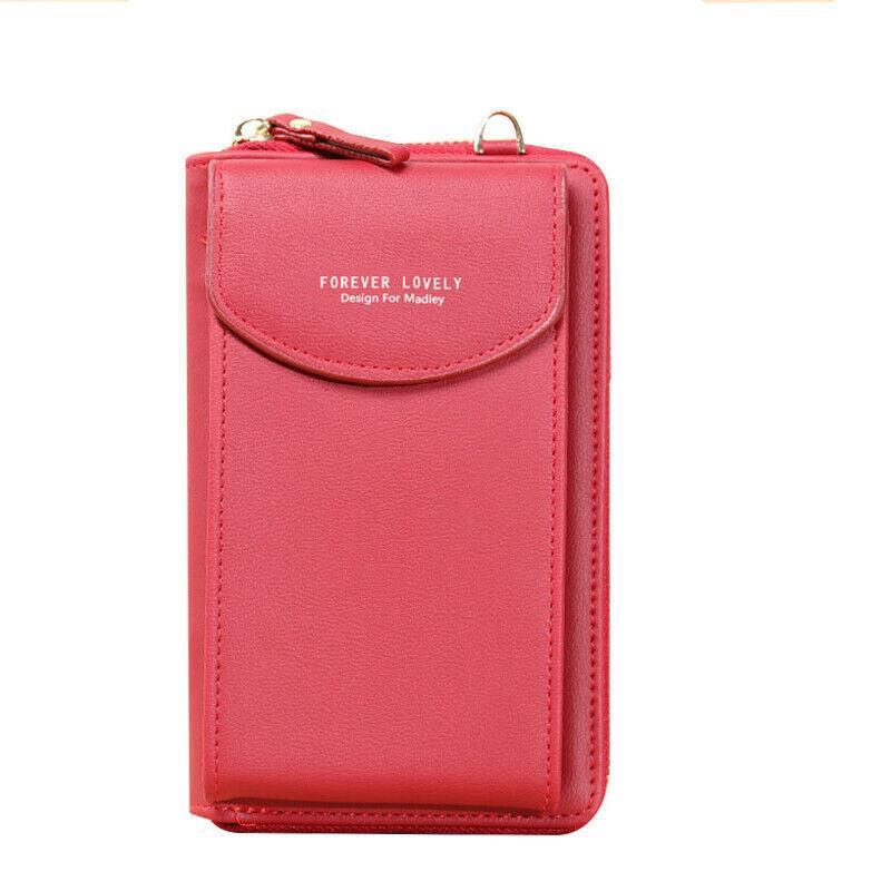 Women Pouch Bag Mobile Phone Bag Pu Leather Crossbody Purse Wallet Shoulder Bag - Black