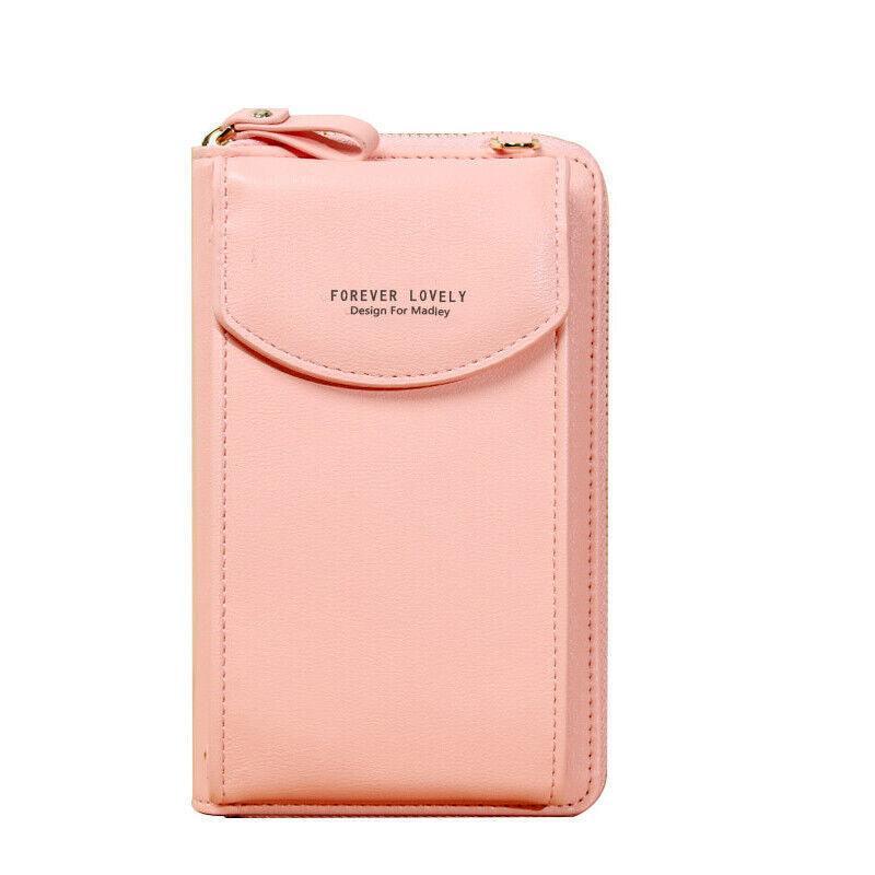 Women Pouch Bag Mobile Phone Bag Pu Leather Crossbody Purse Wallet Shoulder Bag - Red
