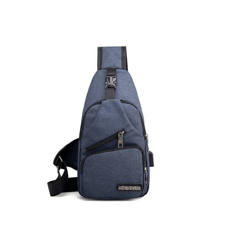 Durable Mens Chest Bag Shoulder Backpack Man Sling Cross Body Satchel Travel Bag - Black