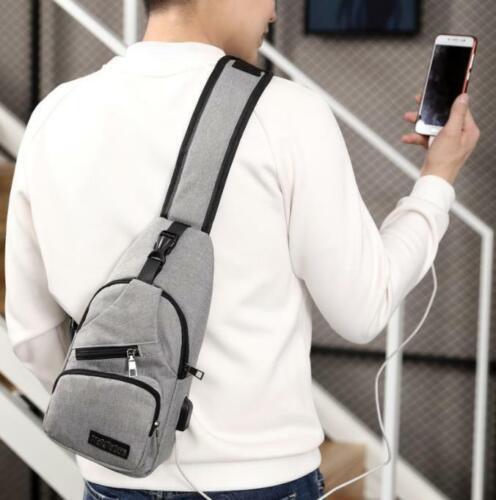 Durable Mens Chest Bag Shoulder Backpack Man Sling Cross Body Satchel Travel Bag - Grey