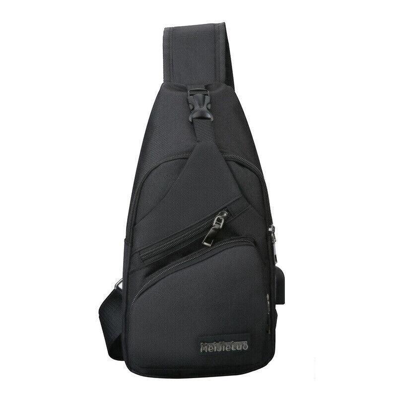 Durable Mens Chest Bag Shoulder Backpack Man Sling Cross Body Satchel Travel Bag - Grey