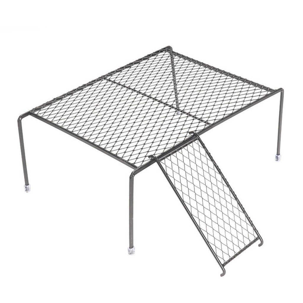 Metal Iron Chicken Feeding Ladder Grid Shelving Landscaping Platform Supplies - Black-L