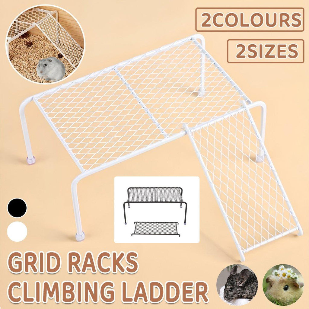 Metal Iron Chicken Feeding Ladder Grid Shelving Landscaping Platform Supplies - Black-S
