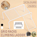 Metal Iron Chicken Feeding Ladder Grid Shelving Landscaping Platform Supplies - Black-S