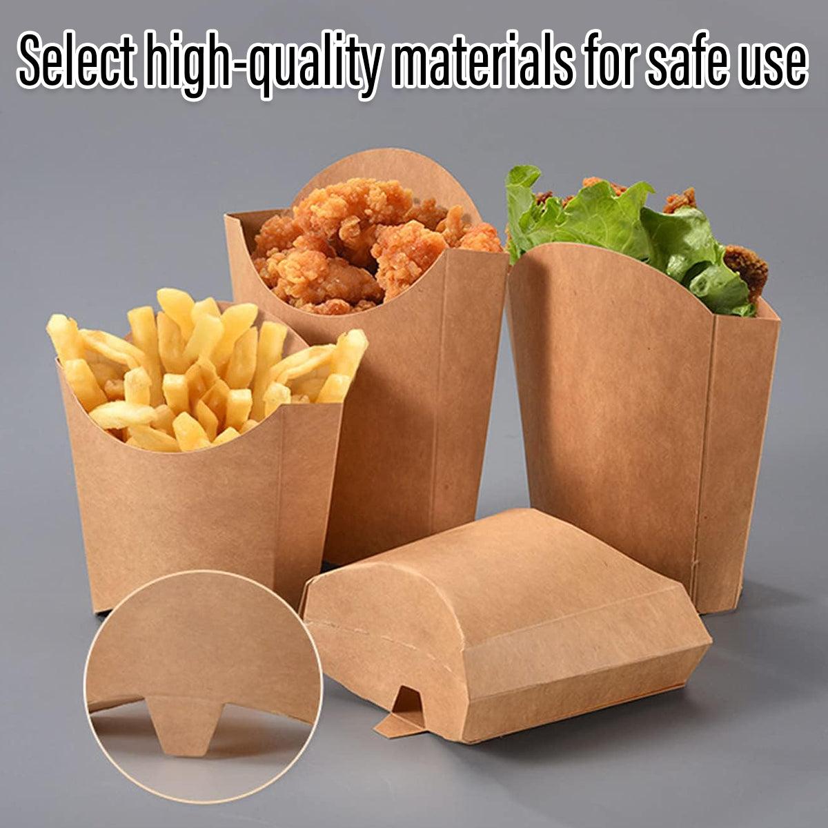100pcs Kraft Paper Popcorn Box Folding Baking Box Party Snack Treat Container - 12.2x11.3cm