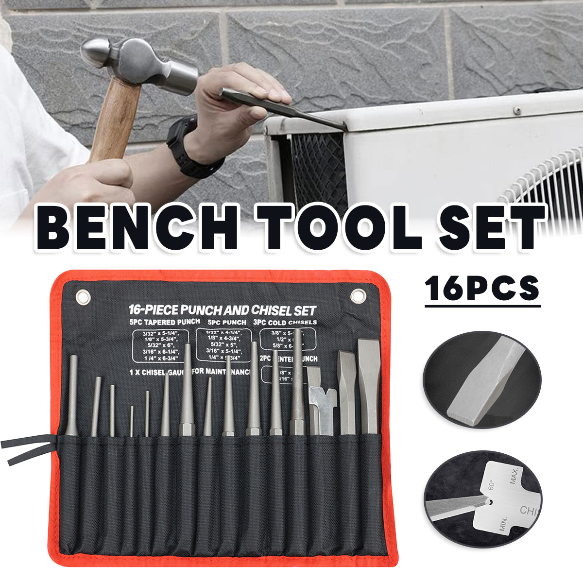16pcs Maintenance Tool Set Fitter Tool Combination for Home Garage DIY Repair