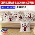 1Pc Christmas Square Cushion Cover Throw Waist Pillow Case Sofa Home Decor - Deer Head
