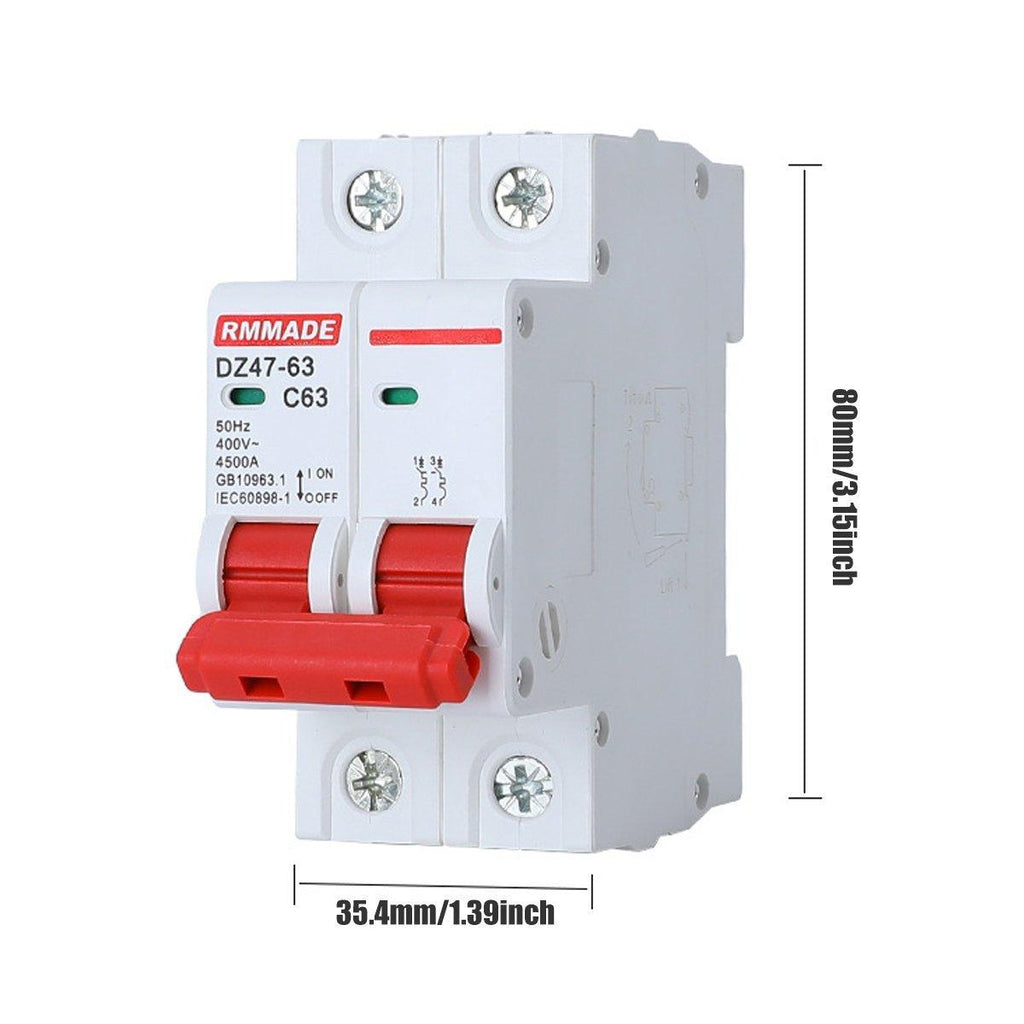 AC Circuit Breaker Solar 220-380V 2Pole Double MCB Mini 10-63 Amp - 10A
