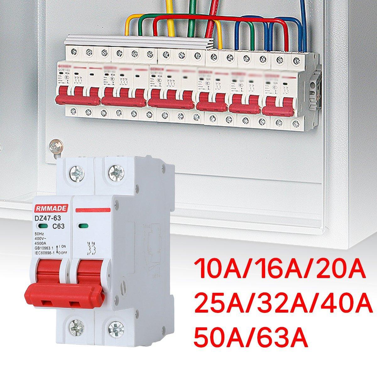 AC Circuit Breaker Solar 220-380V 2Pole Double MCB Mini 10-63 Amp - 10A