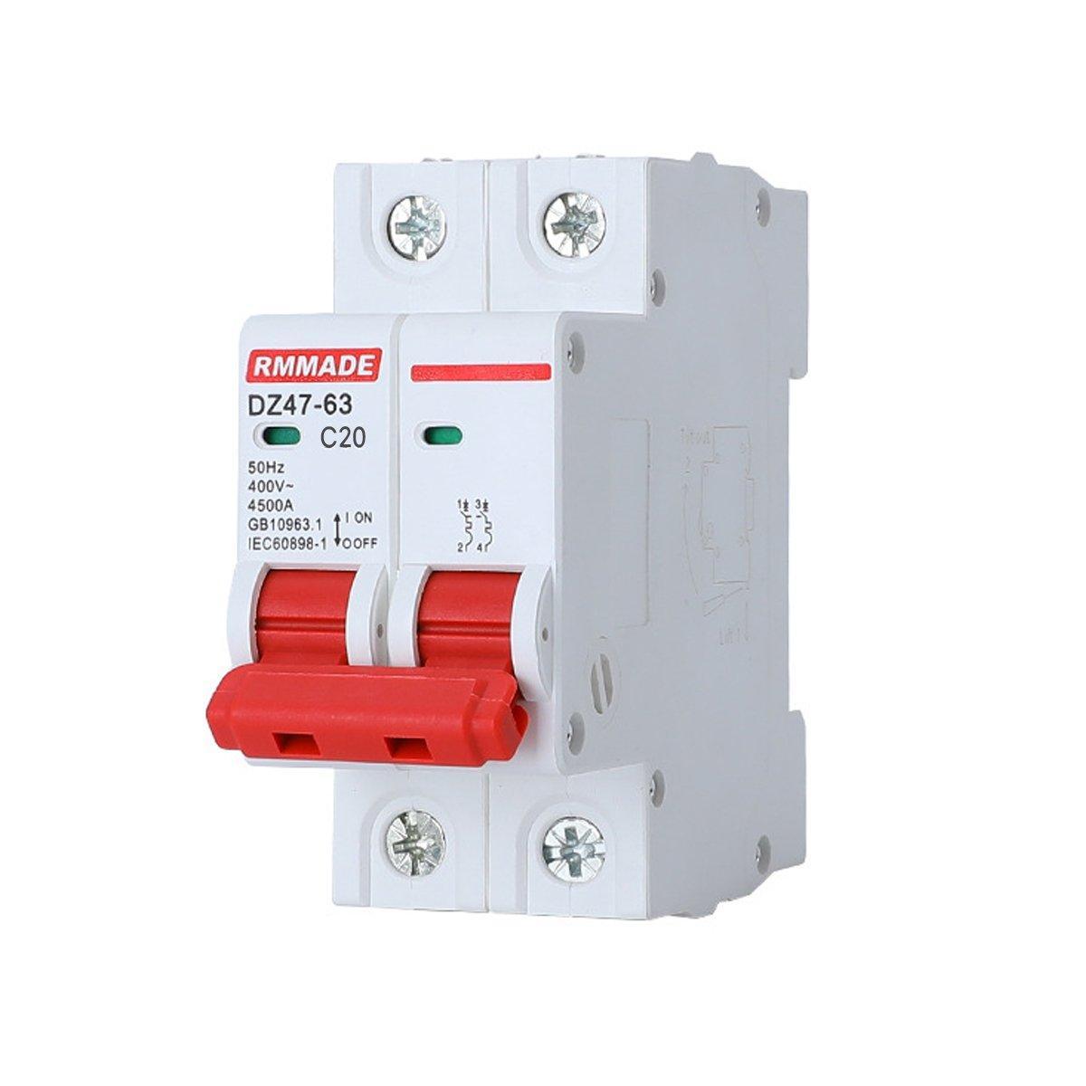AC Circuit Breaker Solar 220-380V 2Pole Double MCB Mini 10-63 Amp - 20A