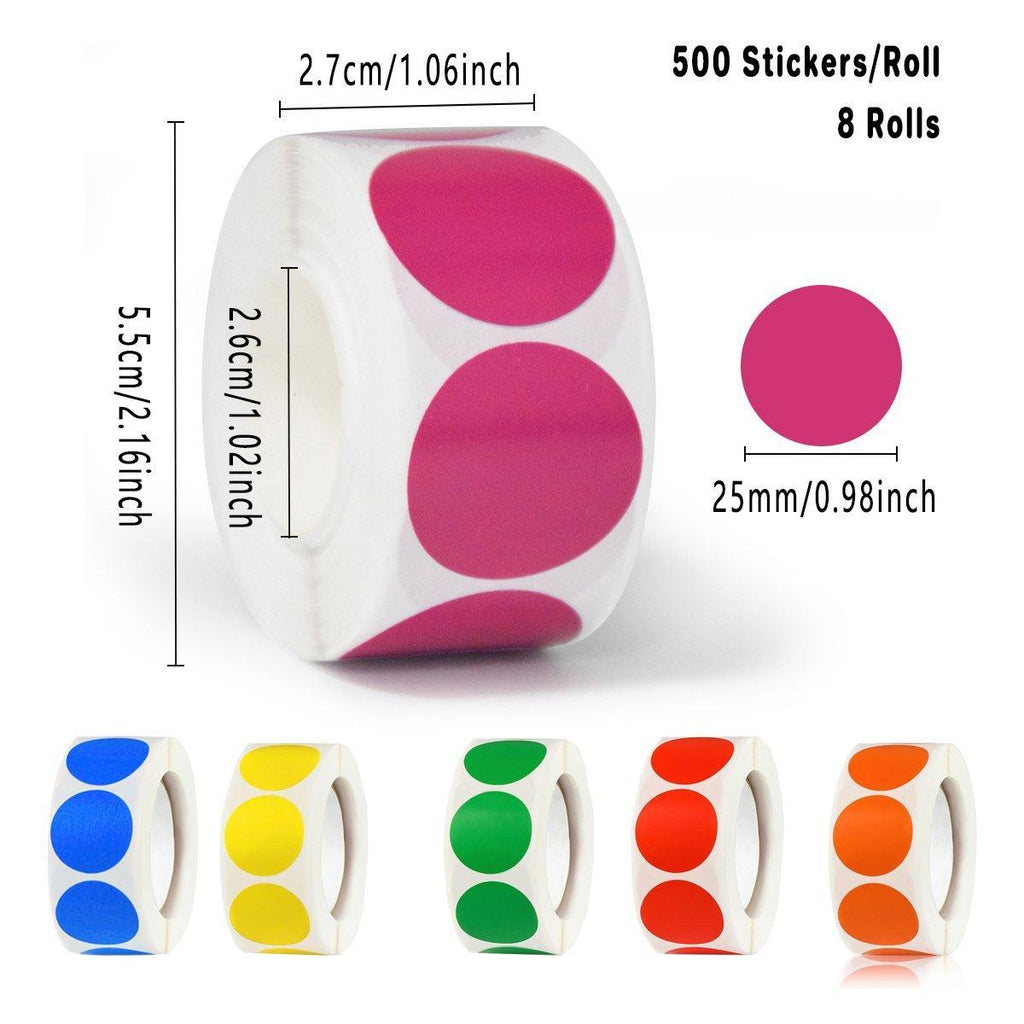 8 Rolls Colored Polka Dot Labels Round Seal Stickers Marking Round Sticker Set - Blue