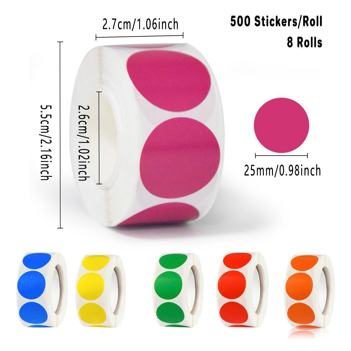 8 Rolls Colored Polka Dot Labels Round Seal Stickers Marking Round Sticker Set - Blue
